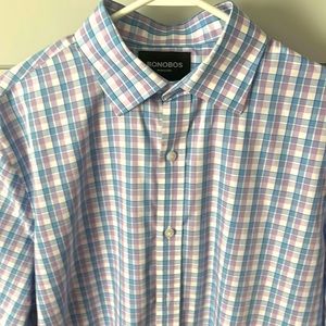 Bonobos Standard Fit Dress Shirt. Wrinkle Free. 16/35. Lavender and Blue.